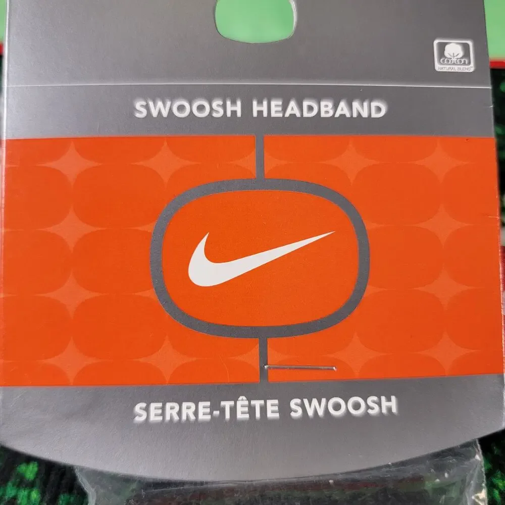 Vintage Nike Sweat Headband Black with Silver Swoosh NEW